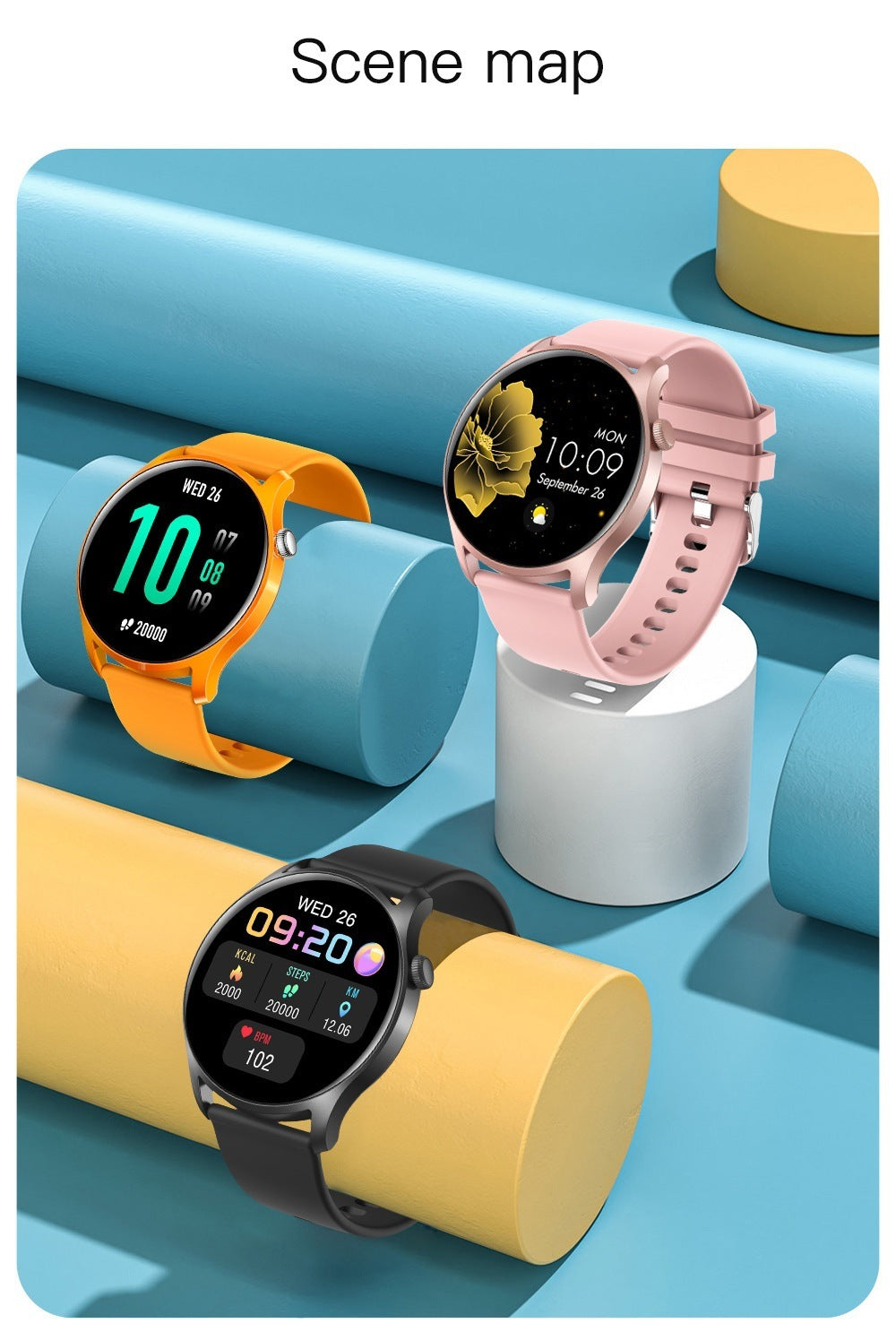 Smart Full Touch Multi-function Heart Rate Blood Pressure Monitoring Information Reminder Sports Bluetooth Watch